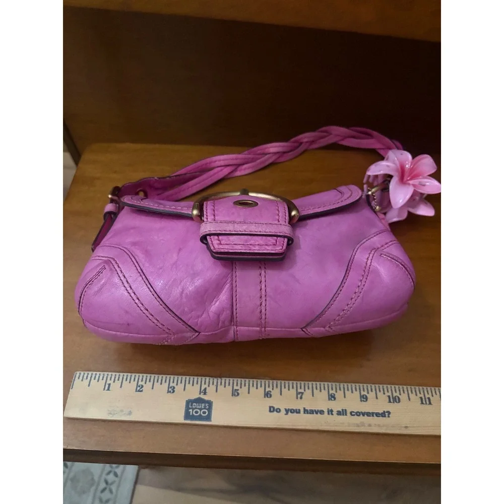 Coach 10547 DYED Hot Pink Leather Y2K Buckle Braided Shoulder Bag